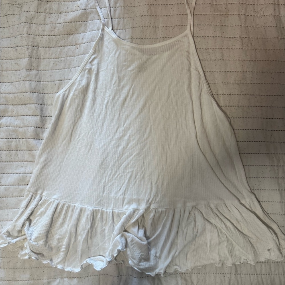 American Eagle Outfitters White Ruffle-Hem Cami Tank - Picture 3 of 3